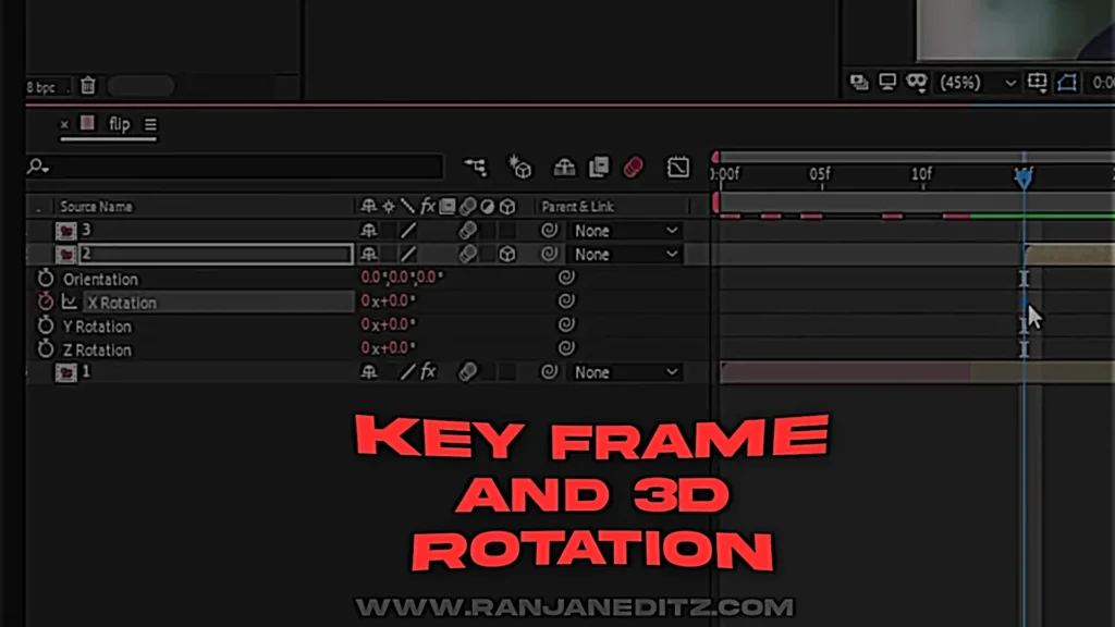 Key frame and 3d rotation