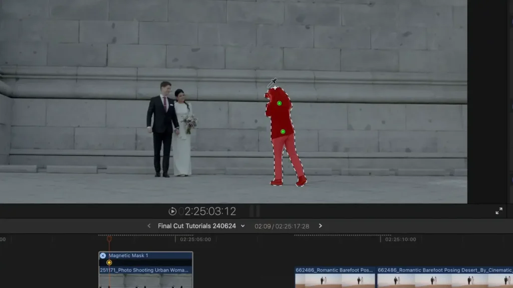 Using the Magnetic Mask tool to track the subject