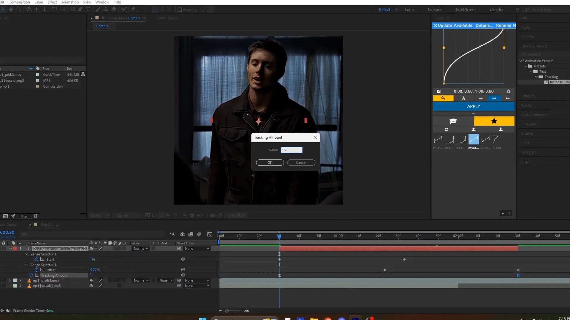Applying Increased Tracking effect