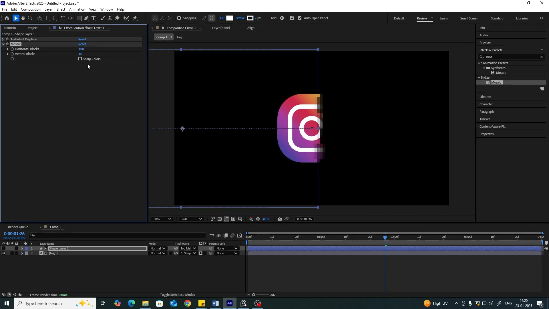 Adding Mosaic effect to the shape layer