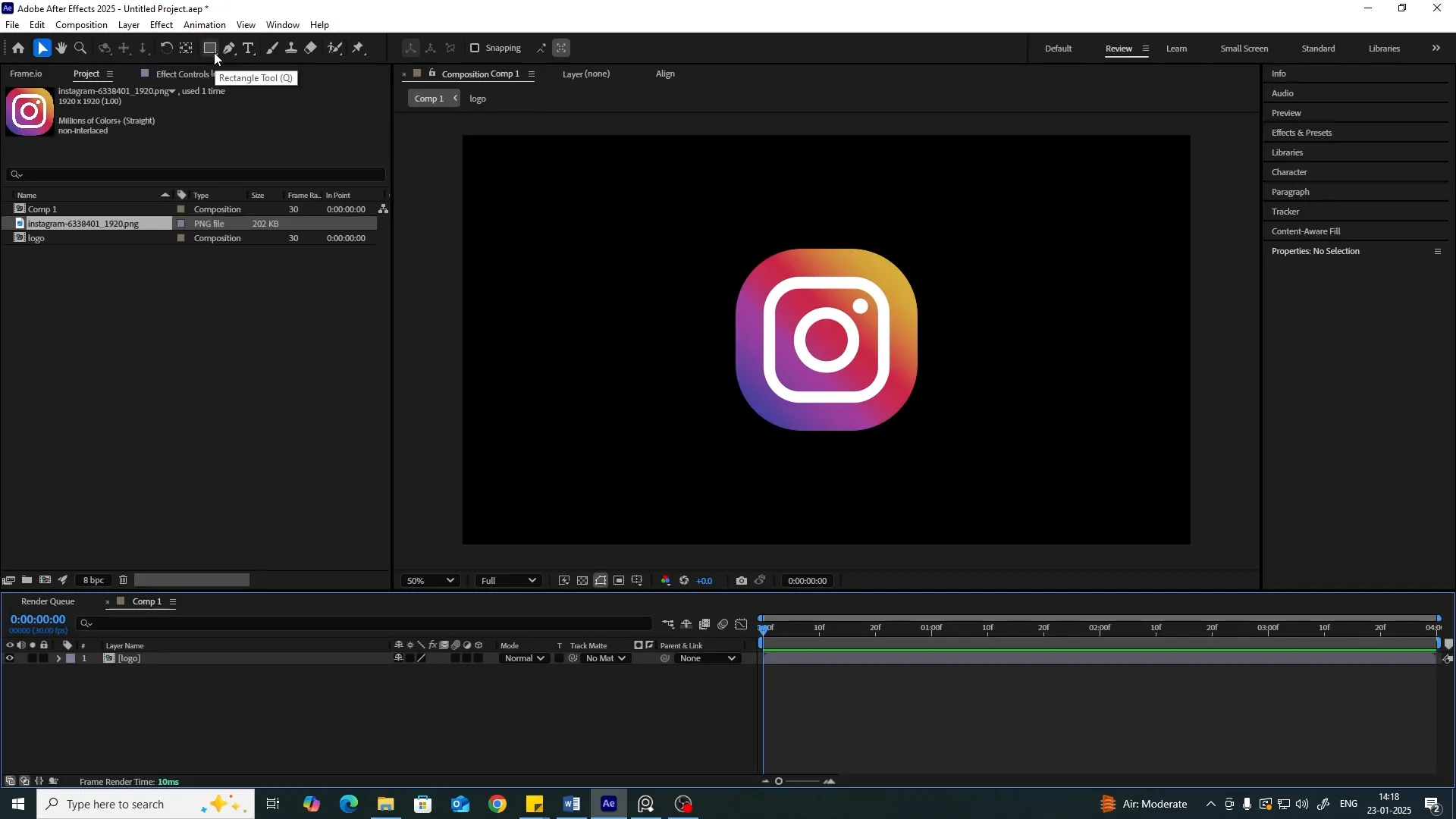 Pre-composing the logo layer