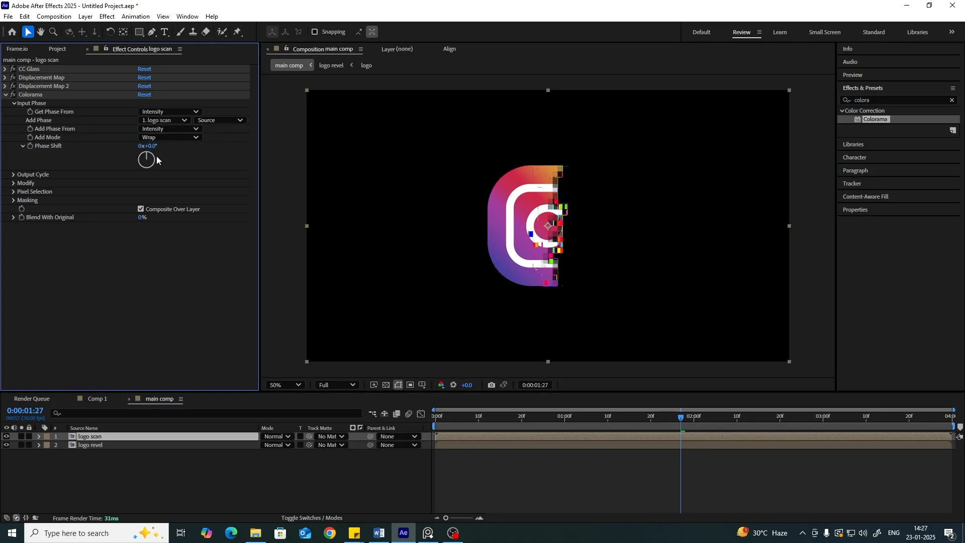 Adding Colorama effect for color dynamics