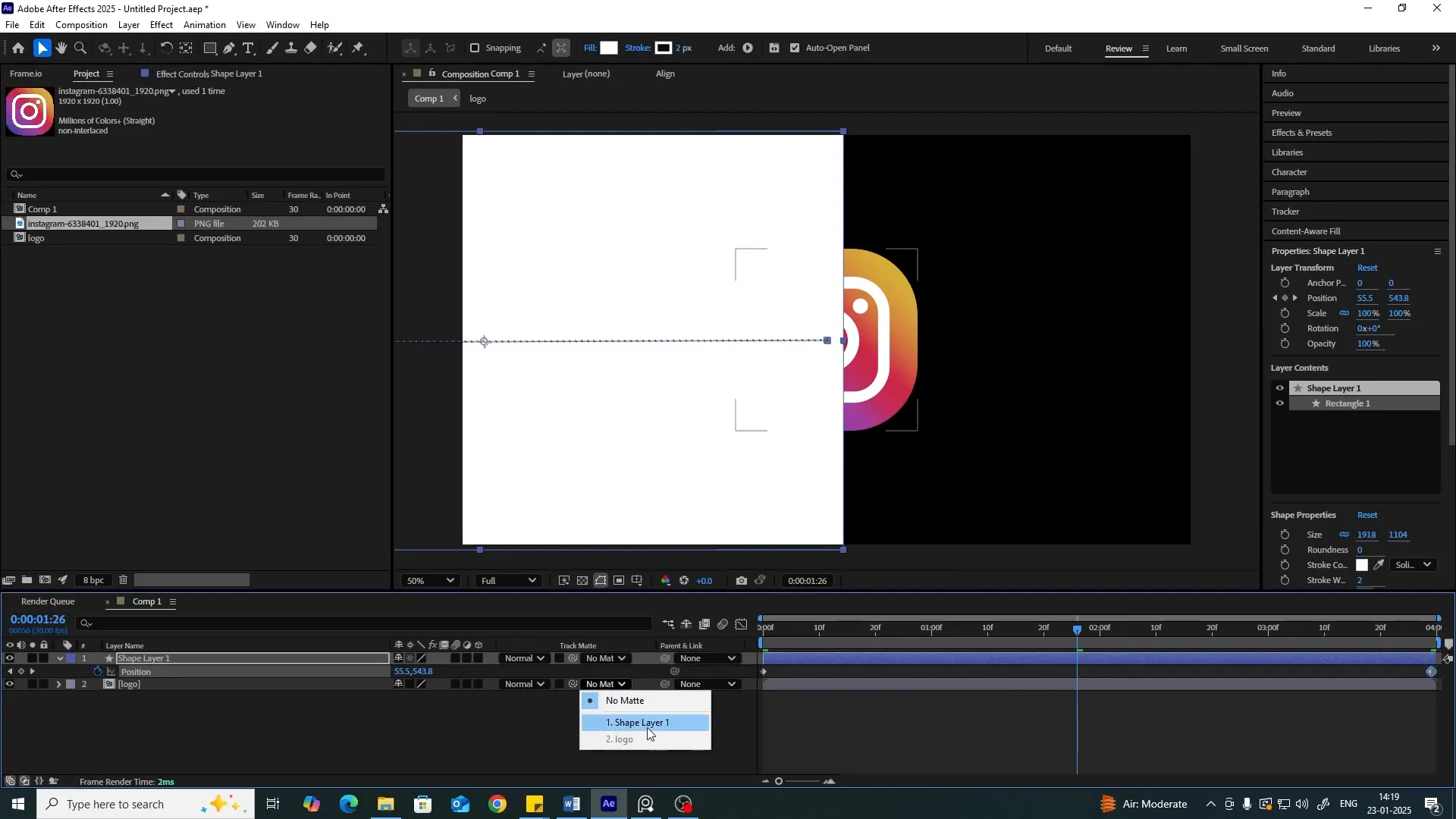 Animating the position of the shape layer